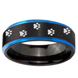 5mm Paw Print Blue Step Edge Black Tungsten Carbide Promise Ring