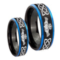 Irish Claddagh Blue Step Edges Tungsten Bridal Ring Sets