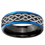 5mm Celtic Knot Blue Step Edge Black Tungsten Carbide Men's Wedding Ring