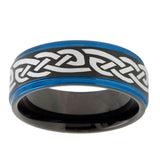 10mm-Celtic-Knot-Infinity-Love-Blue-Step-Edges-Brushed-Tungsten-Carbide-Mens-Promise-Ring