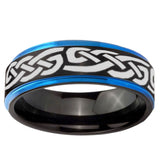 5mm Celtic Knot Infinity Love Blue Step Edge Black Tungsten Engraved Ring