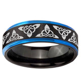 5mm Celtic Knot Blue Step Edge Black Tungsten Carbide Promised Ring