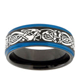 10mm-Celtic-Dragon-Blue-Step-Edges-Brushed-Tungsten-Carbide-Mens-Promise-Ring