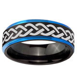 5mm Laser Celtic Knot Blue Step Edge Black Tungsten Engraved Band