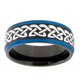 10mm-Celtic-Knot-Love-Blue-Step-Edges-Brushed-Tungsten-Carbide-Mens-Promise-Ring