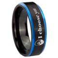 8mm Pokeball Pokemon Blue Step Edge Black Tungsten Ring