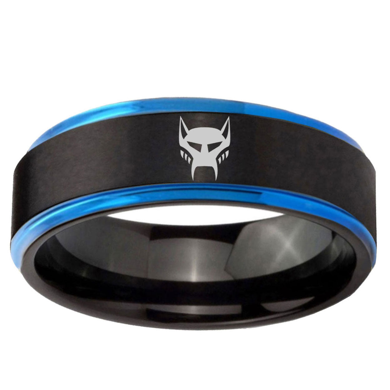 5mm Transformers Maximal Blue Step Edge Black Tungsten Ring