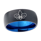 10mm-Fleur-De-Lis-Dome-Tungsten-Carbide-Blue-Engagement-Ring