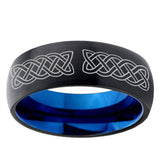 5mm Celtic Knot Dome Black And Blue Tungsten Carbide Wedding Band Ring