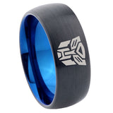 8mm Transformers Autobot Dome Blue Black Carbon Fiber Ring
