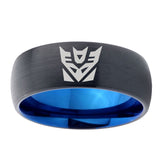 5, 8mm Decepticon Transformers Dome Blue Black Mens Wedding Bands Tungsten