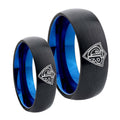 CTR Designs Dome Blue Tungsten Bridal Set Ring