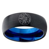 5mm Tetragrammaton Spiritual Kabbalah Dome Black And Blue Tungsten Ring For Men