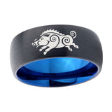 8mm-Wild-Boar-Dome-Tungsten-Carbide-Blue-Wedding-Band-Mens