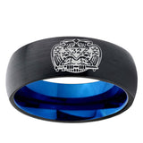 5mm Masonic 32 Degree Freemason Dome Black And Blue Tungsten Carbide Men's Wedding Ring