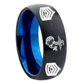 8mm Marine Army Sergeant Two-Tone Classic Dome Black Blue Tungsten Engraved Ring