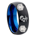 8mm Marine Chief Master Sergeant Two-Tone Classic Dome Black Blue Tungsten Engraved Ring