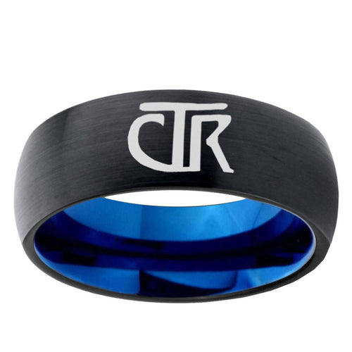 10mm CTR Design Dome Tungsten Carbide Blue Men's Ring