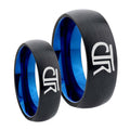 CTR Designs Dome Blue Tungsten Bridal Set Rings