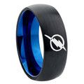 8mm Flash Two-Tone Classic Dome Black Blue Tungsten Engraved Ring
