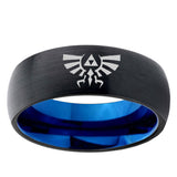 5mm Zelda Skyward Sword Dome Black And Blue Tungsten Carbide Custom Mens Ring