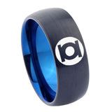 8mm Green Lantern Dome Blue Black Mens Wedding Bands Tungsten