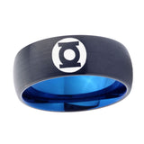 5, 8mm Green Lantern Dome Blue Black Mens Wedding Bands Tungsten