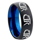 8mm Multiple CTR Dome Black And Blue Tungsten Carbide Mens Engagement Band