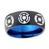 5, 8mm Blue Green Lantern Dome Blue Black Tungsten Bands