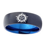 5, 8mm Supernatural Dome Blue Black Mens Wedding Bands Tungsten