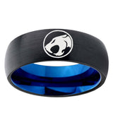 5mm Thundercat Dome Black And Blue Tungsten Carbide Mens Engagement Ring