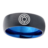 5, 8mm Blue Lantern Dome Blue Black Mens Wedding Bands Tungsten