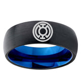 5, 8mm Blue Lantern Dome Blue Black Mens Wedding Bands Tungsten