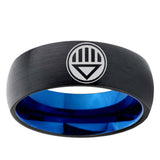 5mm Lantern Corps Dome Black And Blue Tungsten Men's Rings Fashion