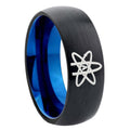 8mm American Atheist Two-Tone Classic Dome Black Blue Tungsten Engraved Ring