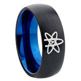 8mm American Atheist Dome Black And Blue Tungsten Carbide Engraving Ring