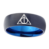 10mm-Deathly-Hallows-Dome-Tungsten-Carbide-Blue-Mens-Wedding-Band