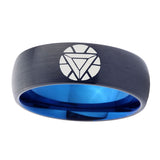 5, 8mm Iron Man Art Reactor Dome Blue Black Tungsten Rings For Men