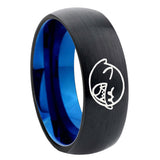 8mm Mario Boo Ghost Dome Black And Blue Tungsten Carbide Mens Engagement Ring