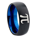 8mm Math Pi Two-Tone Classic Dome Black Blue Tungsten Engraved Ring