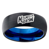5mm Mountain Dew Dome Black And Blue Tungsten Carbide Engraving Ring