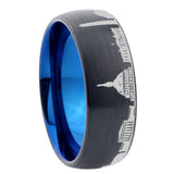 8mm DC Washington City Dome Brushed Black Tungsten Blue Inside Mens Wedding Band