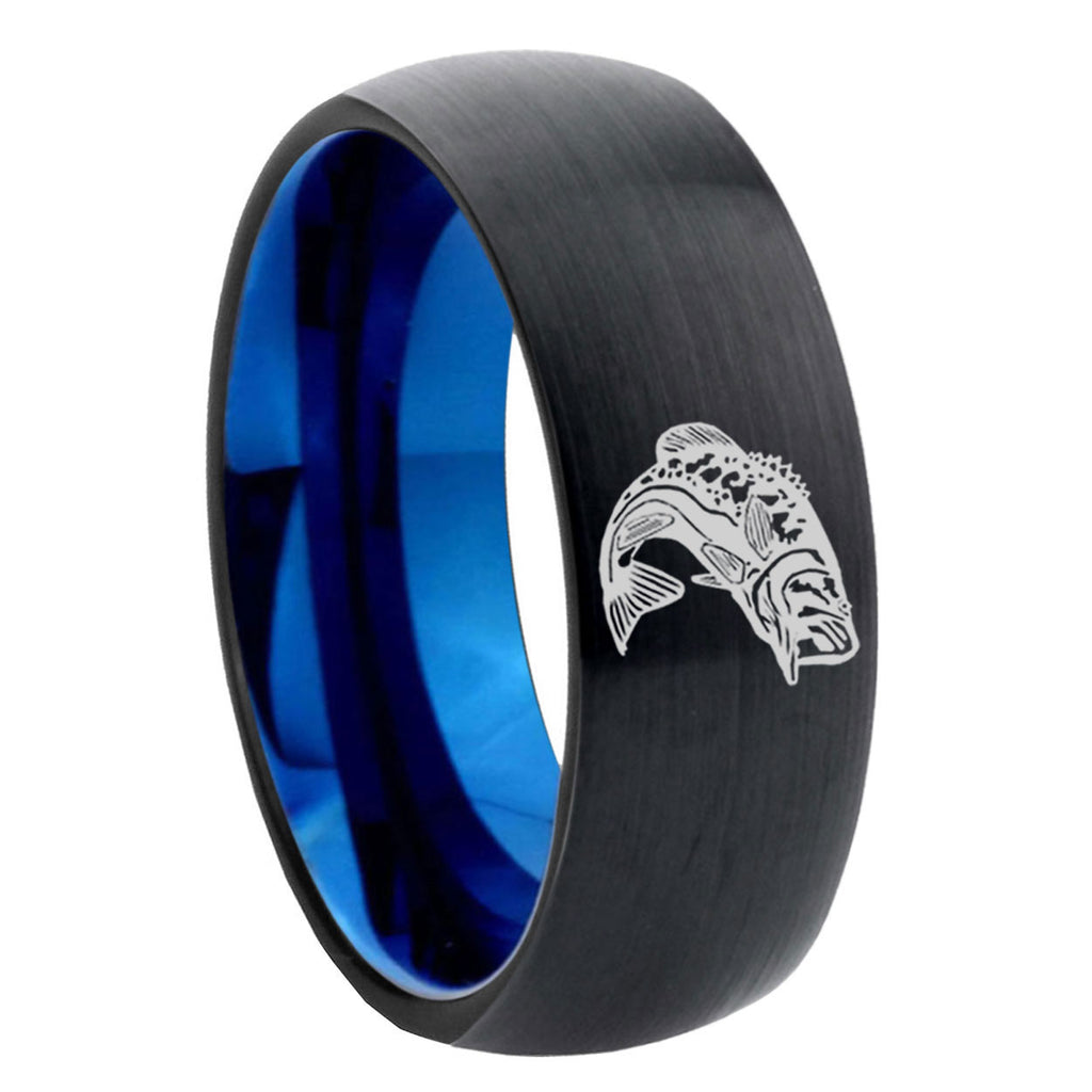 10mm Fishing Dome Tungsten Carbide Blue Engagement Ring