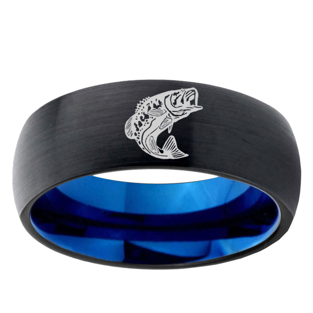 10mm Fishing Dome Tungsten Carbide Blue Engagement Ring