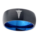 10mm-Medical-Symbol-Dome-Tungsten-Carbide-Blue-Engagement-Ring