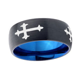 10mm-Christian-Cross-Religious-Dome-Tungsten-Carbide-Blue-Engagement-Ring