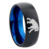 8mm Chimpanzee Dome Tungsten Carbide Blue Wedding Band Mens