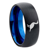 8mm Cormorant Dome Tungsten Carbide Blue Wedding Band Mens