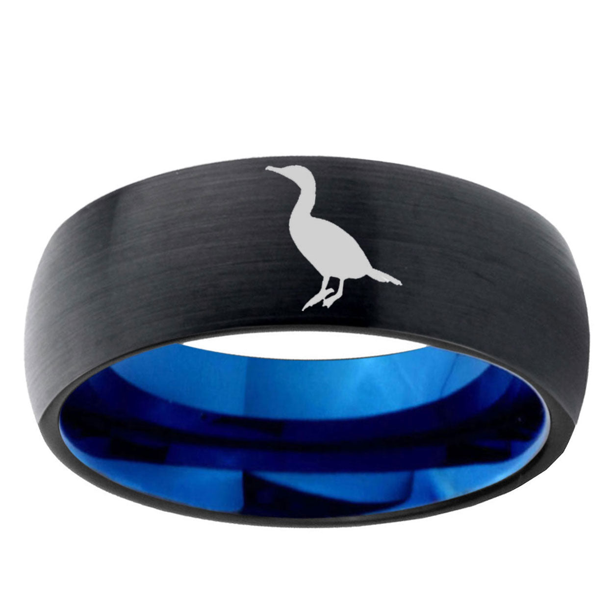 10mm Cormorant Dome Tungsten Carbide Blue Engagement Ring