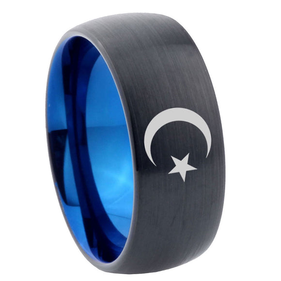 10mm-Crescent-Moon-Stars-Dome-Tungsten-Carbide-Blue-Engagement-Ring